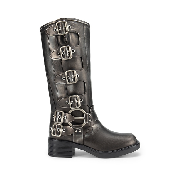 Square Toe Motorcycle Boots - SILVER - 3