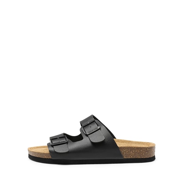Lightweight Cushioned Slide Sandals - BLACK - 1