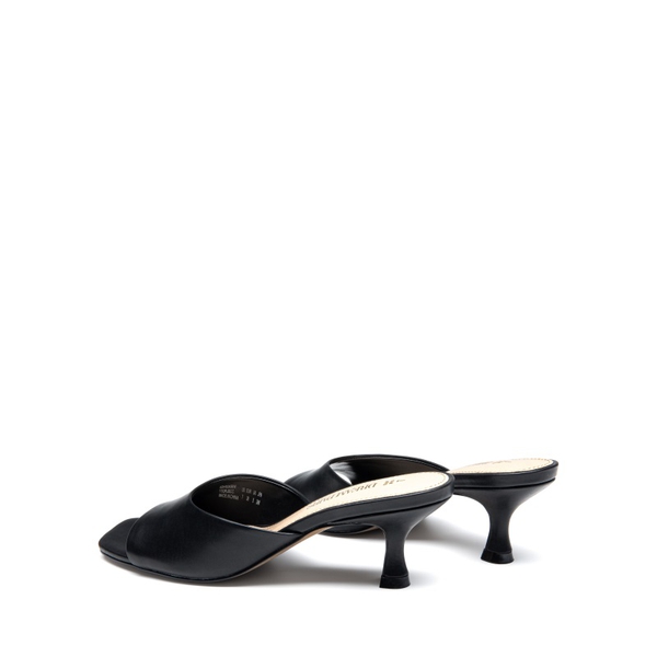 Square Toe Slip-On Heel Sandals - BLACK - 4