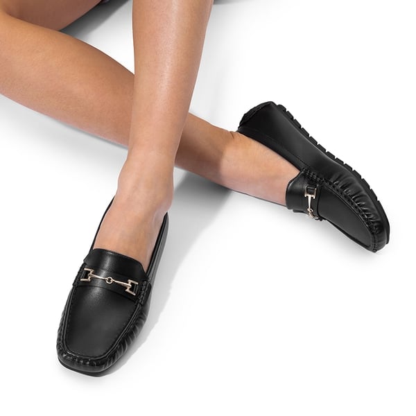 Flexible Casual Penny Loafers - BLACK - 1