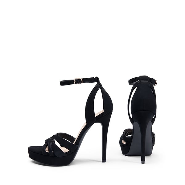  Rhinestone Platform Stiletto Sandals - BLACK NUBUCK - 4