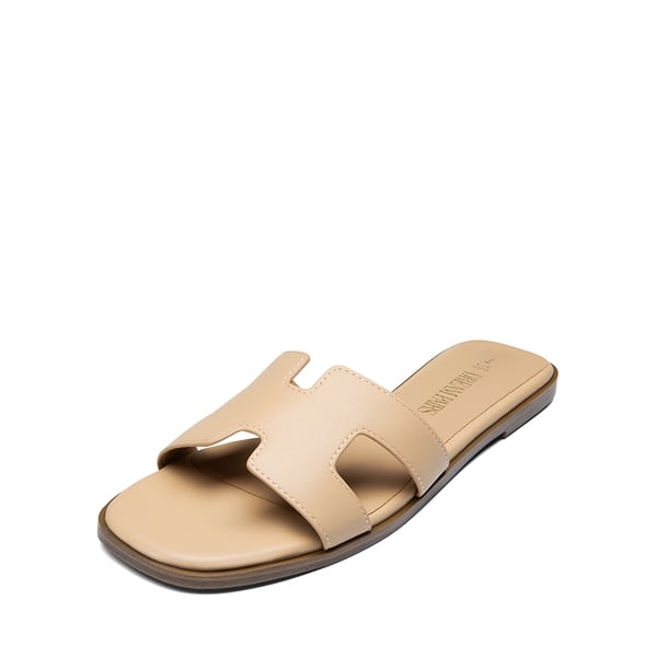 Cut-out Strap Light Sole Slide Sandals - NUDE -  0