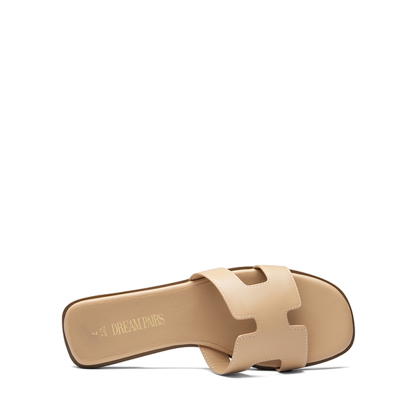 Cut-out Strap Light Sole Slide Sandals - NUDE - 4