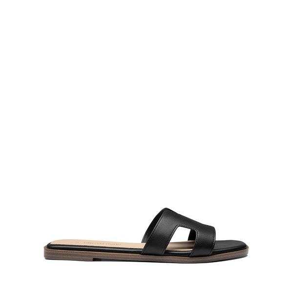 Cut-out Strap Light Sole Slide Sandals - BLACK - 3