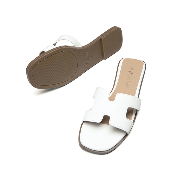 Cut-out Strap Light Sole Slide Sandals - WHITE - 6