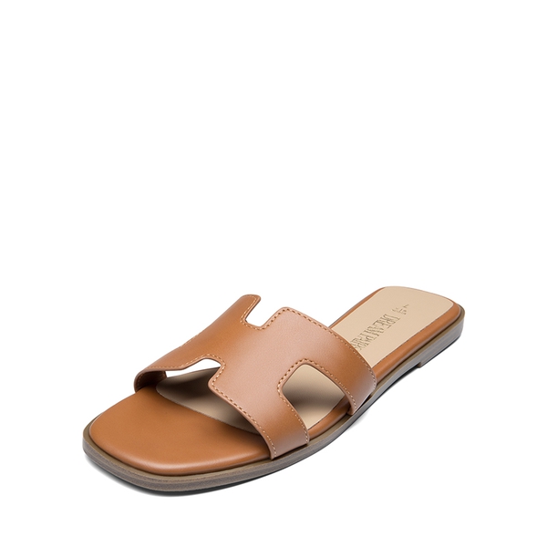 Cut-out Strap Light Sole Slide Sandals - BROWN -  0