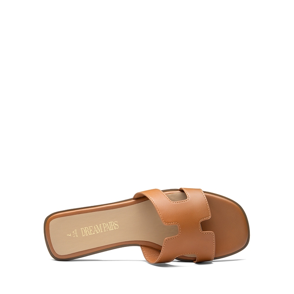 Cut-out Strap Light Sole Slide Sandals - BROWN - 4