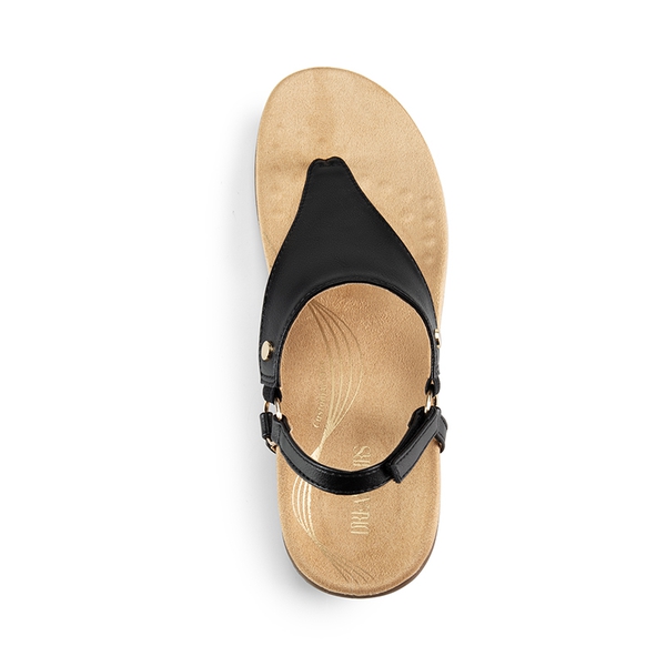 Arch Support Flat Thong Sandals - BLACK - 4