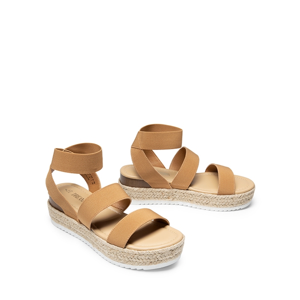 Espadrille Stretchy Straps Sandals - CAMEL - 6