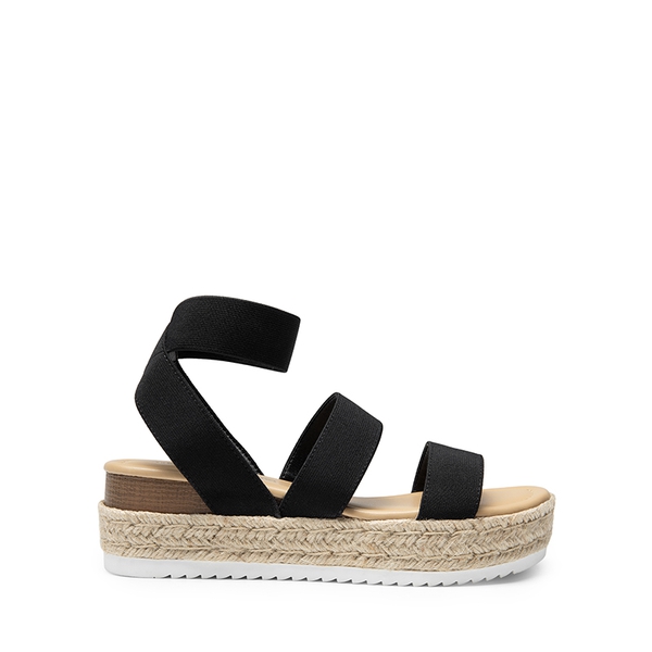 Espadrille Stretchy Straps Sandals - BLACK - 3