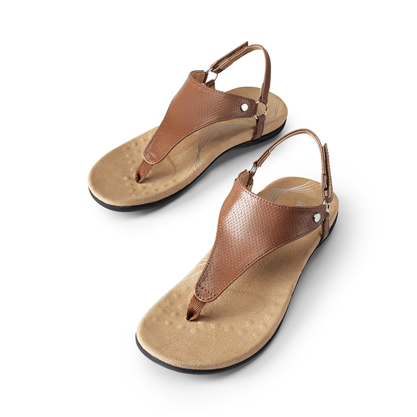 Arch Support Flat Thong Sandals - BROWN - 6