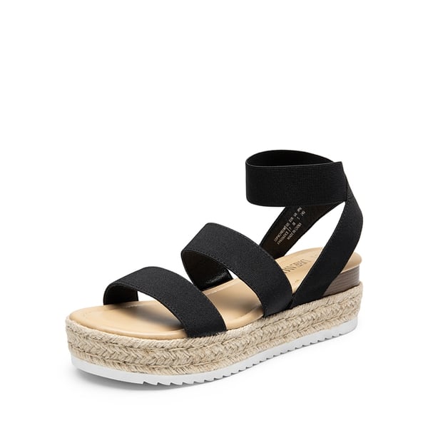 Espadrille Stretchy Straps Sandals - BLACK -  0