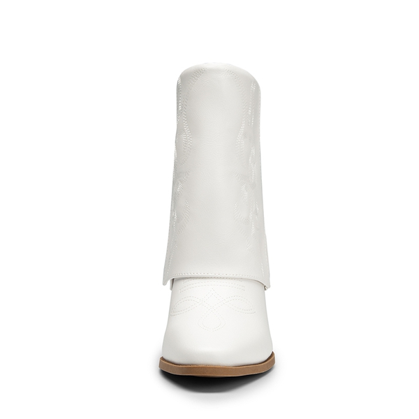 Fold Over Embroidered Cowgirl Boots - WHITE-PU - 3