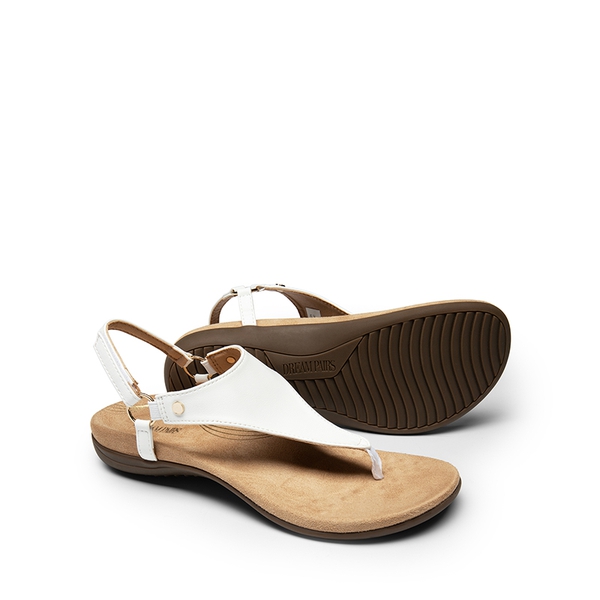Arch Support Flat Thong Sandals - WHITE - 5