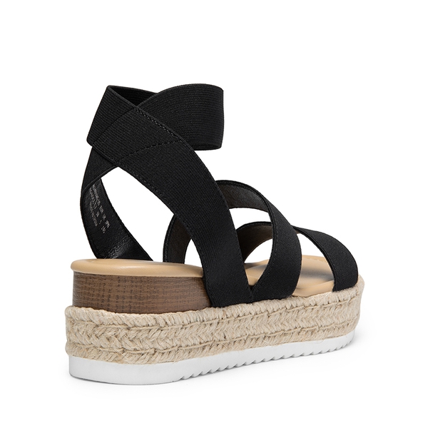 Espadrille Stretchy Straps Sandals - BLACK - 4