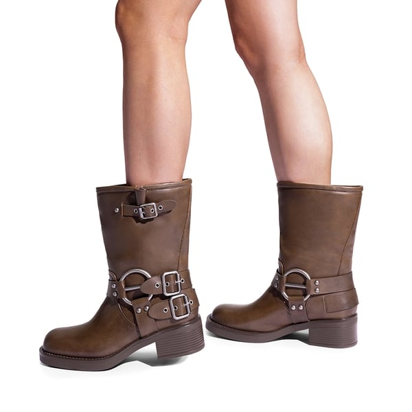 Women s Motorcycle Mid Calf Boots Dream Pairs