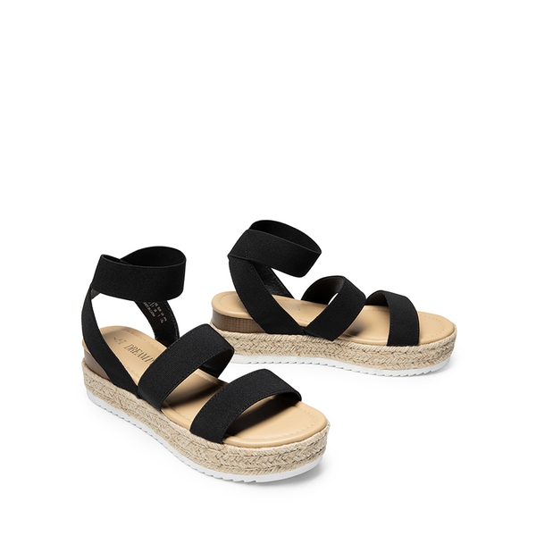 Espadrille Stretchy Straps Sandals - BLACK - 6