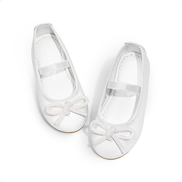 Girls' Comfortable Mary Jane Bow Flats - WHITE - 3