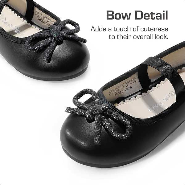 Girls' Comfortable Mary Jane Bow Flats - BLACK - 1
