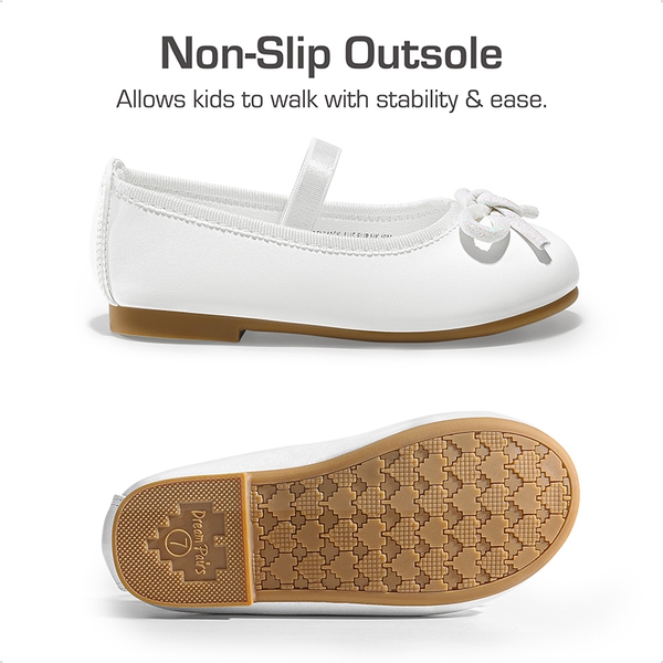 Girls' Comfortable Mary Jane Bow Flats - WHITE - 4