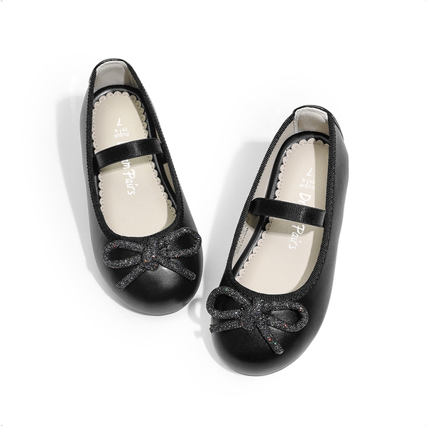 Girls' Comfortable Mary Jane Bow Flats - BLACK - 3