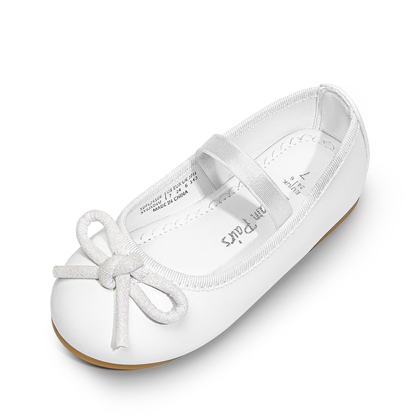 Girls' Comfortable Mary Jane Bow Flats - WHITE -  0