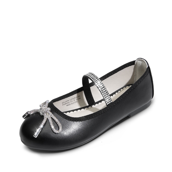 Girls' Sparkly Mary Jane Bow Flats - BLACK -  0