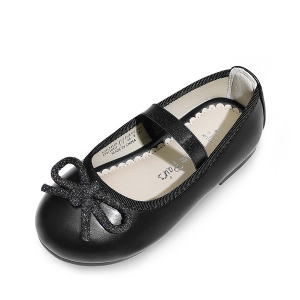 Girls' Comfortable Mary Jane Bow Flats - BLACK -  0