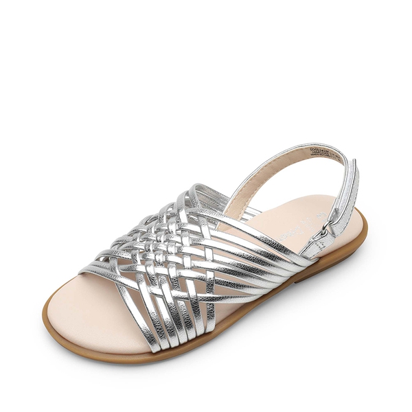 Girls' Ankle-Strap Strappy Flat Sandals - SILVER -  0