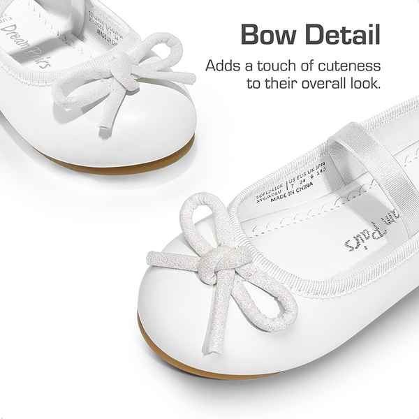 Girls' Comfortable Mary Jane Bow Flats - WHITE - 1
