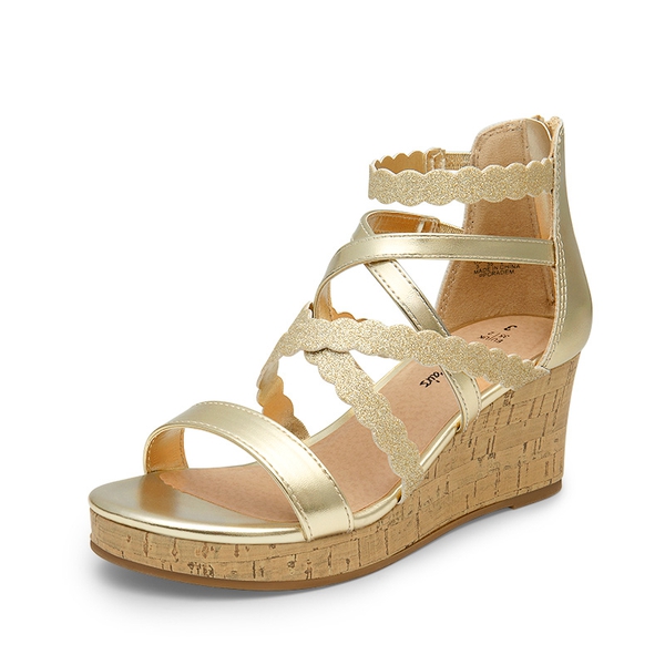 Girls' Strappy Wedge Sandals - GOLD -  0