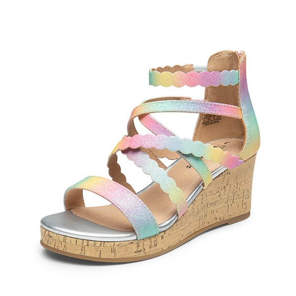 Girls Cork Strappy Wedge Sandals Dream Pairs