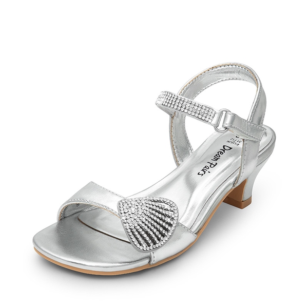 Girls Sandals Ankle Strap - SILVER -  0