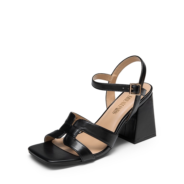 Ankle Strap Chic Block Heel Sandals - BLACK -  0