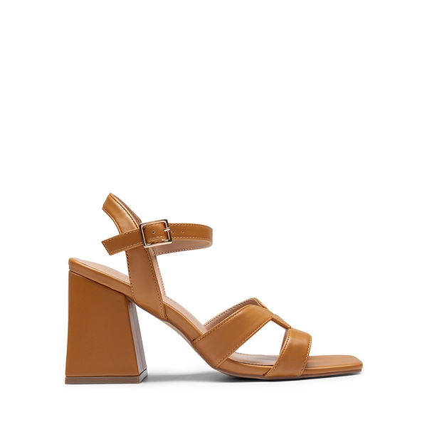 Ankle Strap Chic Block Heel Sandals - TAN - 3