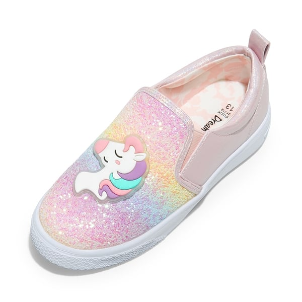[Storybook Unicorn] Toddlers & Little Girls' Slip On Walking Sneakers - RAINBOW PINK - 5