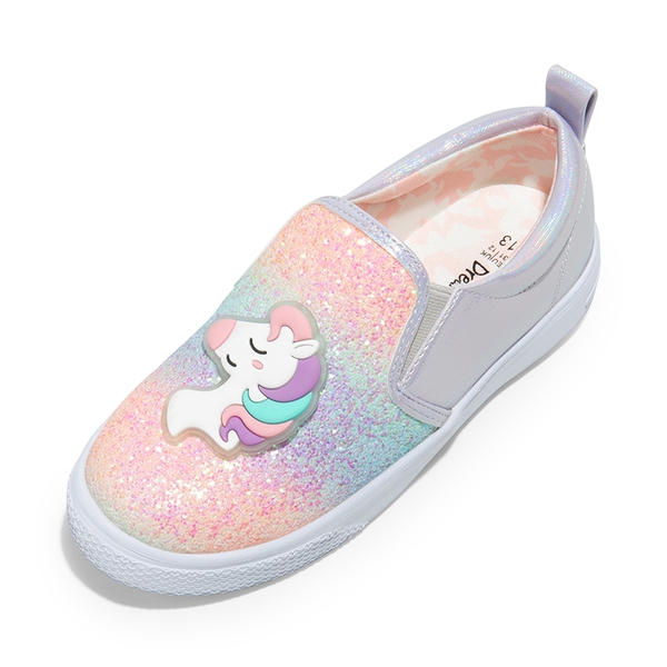[Storybook Unicorn] Toddlers & Little Girls' Slip On Walking Sneakers - RAINBOW PURPLE - 5