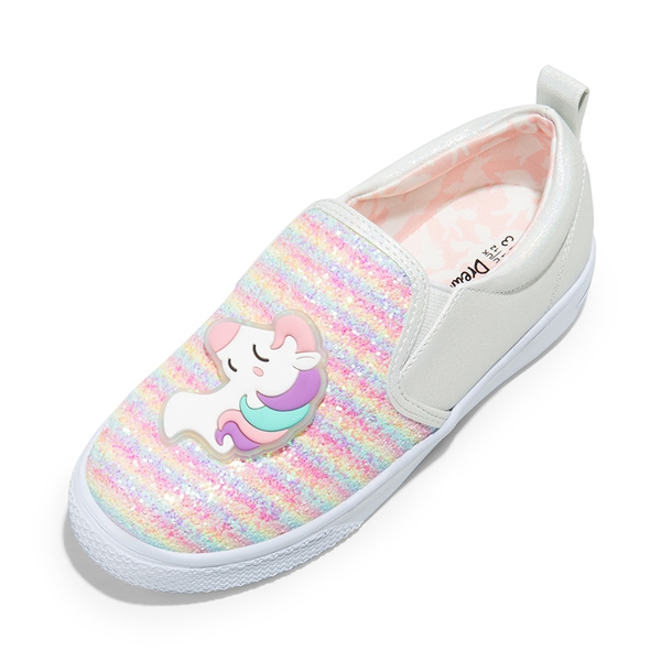 [Storybook Unicorn] Toddlers & Little Girls' Slip On Walking Sneakers - RAINBOW IVORY - 5