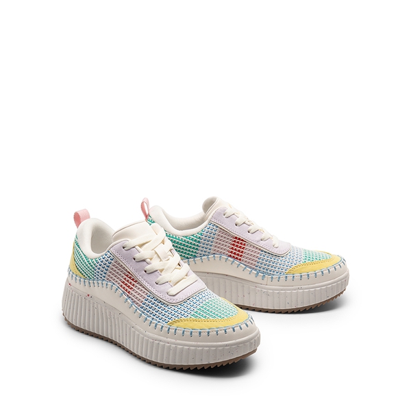 [Arch] Tweed-Effect Platform Fashion Sneakers - WHITE RAINBOW - 5