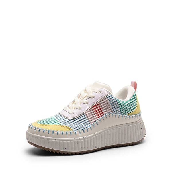 [Arch] Tweed-Effect Platform Fashion Sneakers - WHITE RAINBOW -  0