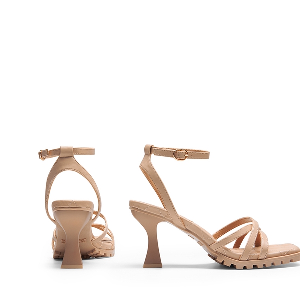 Non-Slip Square Toe Strappy Sandals - NUDE - 5