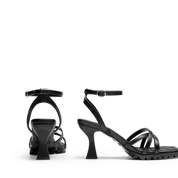 Non-Slip Square Toe Strappy Sandals - BLACK - 5