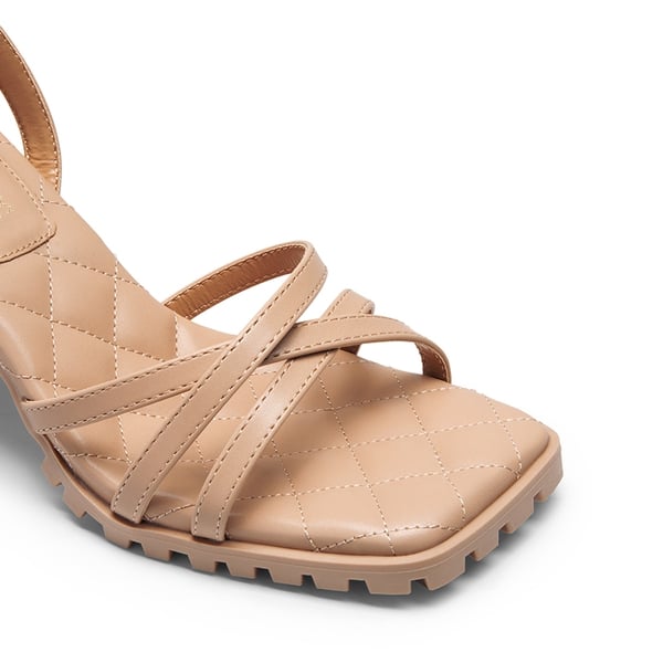 Non-Slip Square Toe Strappy Sandals - NUDE - 6