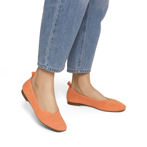 Machine Washable Arch Support Knit Flats - ORANGE-ECO - 8