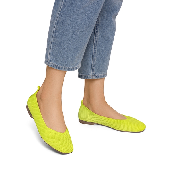 Machine Washable Arch Support Knit Flats - LEMON GREEN-ECO - 1