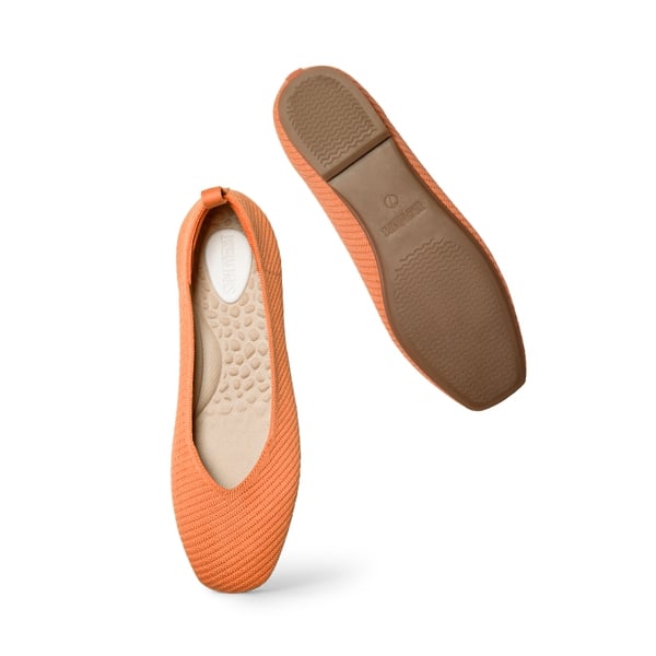 Machine Washable Arch Support Knit Flats - ORANGE-ECO - 4