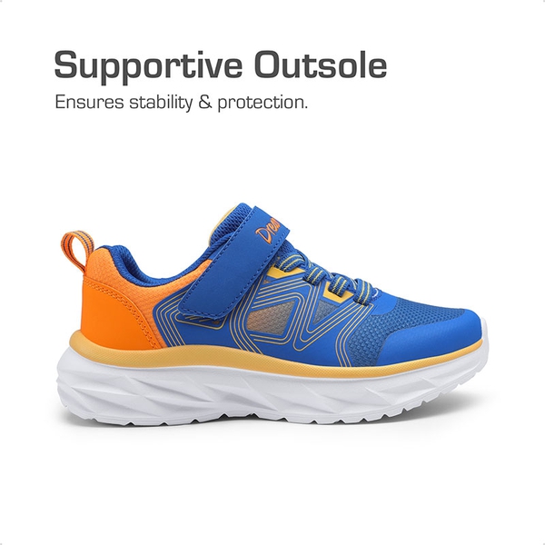 [HappyFeet Heroes] Boys & Girls Lightweight Non-Slip Sneakers - ROYAL BLUE/ORANGE - 1