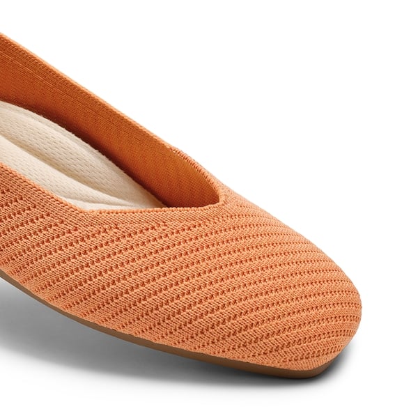 Machine Washable Arch Support Knit Flats - ORANGE-ECO - 6