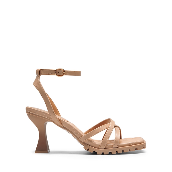 Non-Slip Square Toe Strappy Sandals - NUDE - 3