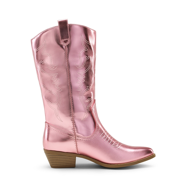 Mid Calf Western Cowboy Boots - PINK-METAL - 2